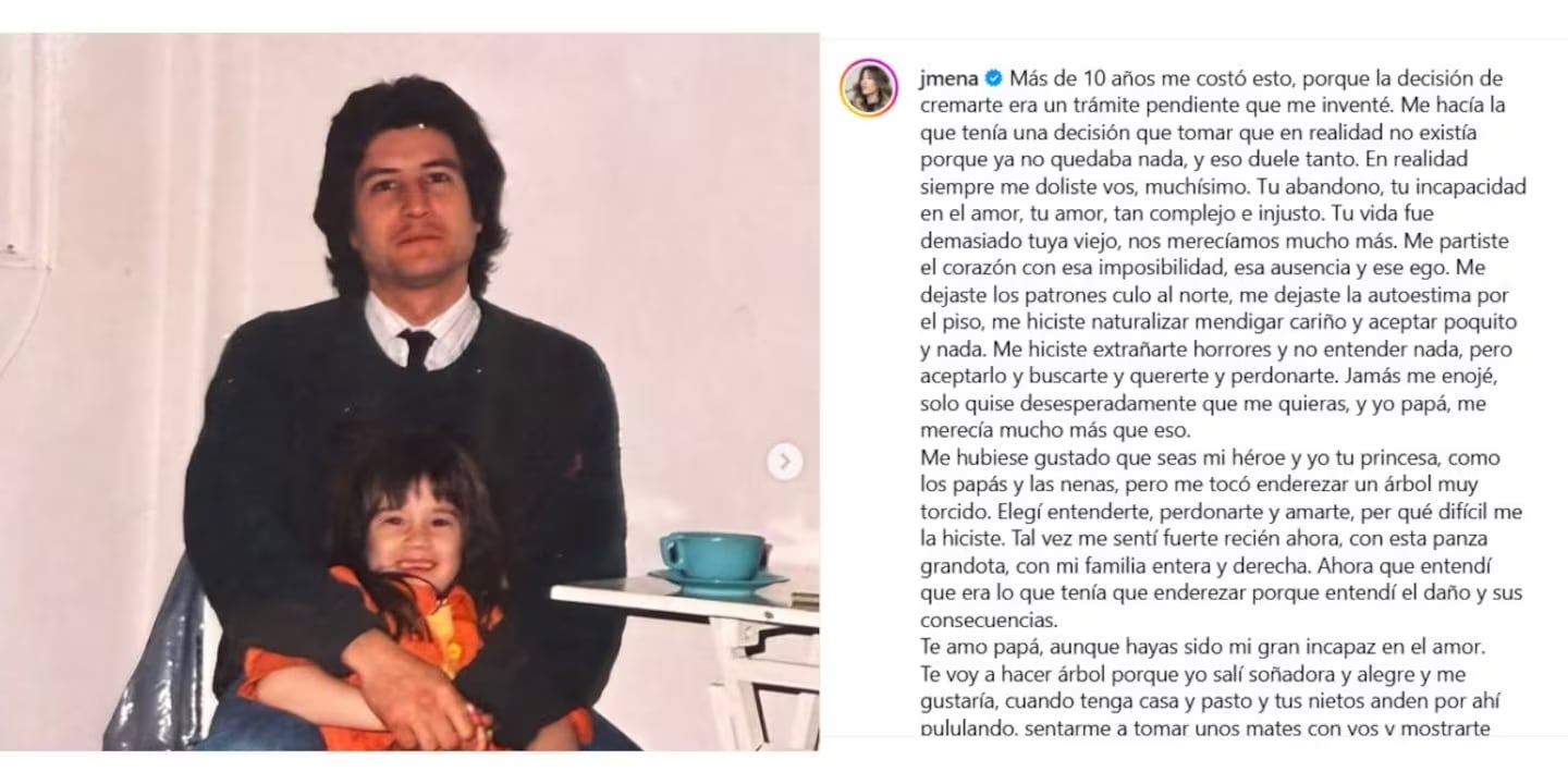 El fuerte mensaje tras cremar a su padre.