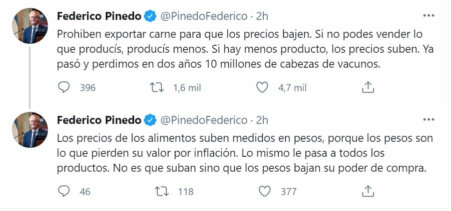 El tuit de Federico Pinedo