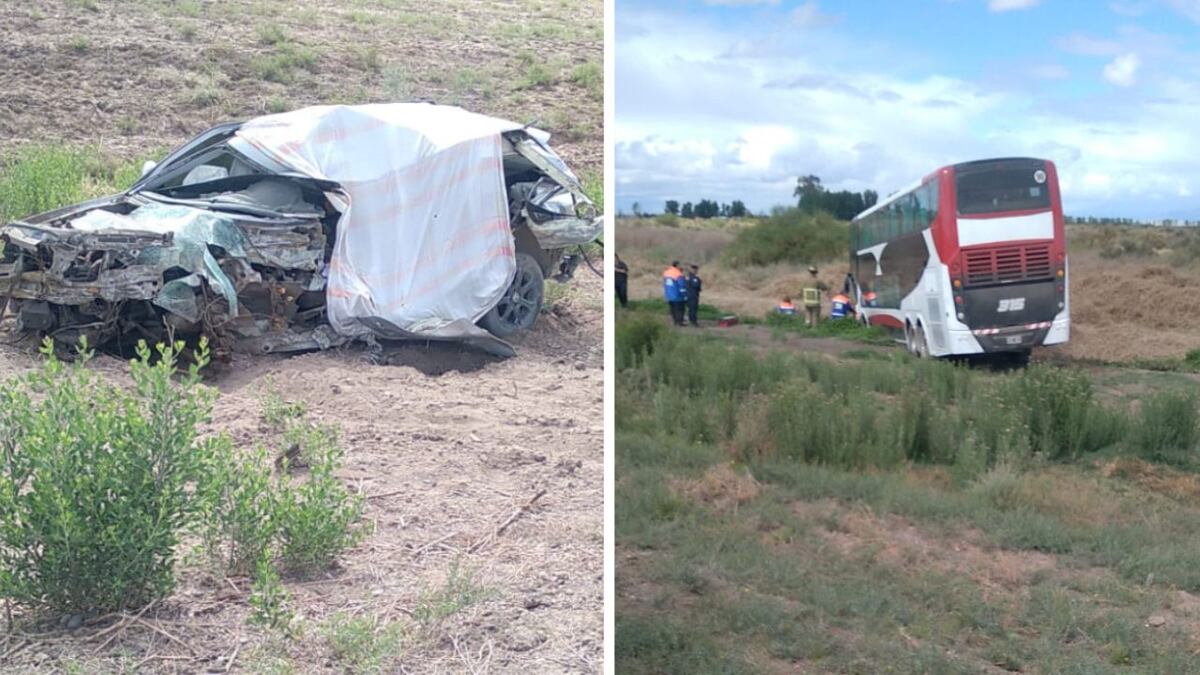 Accidente fatal en Lavalle: un auto chocó con un micro que trasladaba a hinchas de River a Mendoza