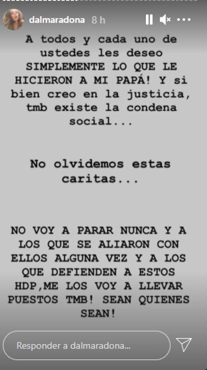 El mensaje de Dalma para quienes considera los culpables de la muerte de su padre.