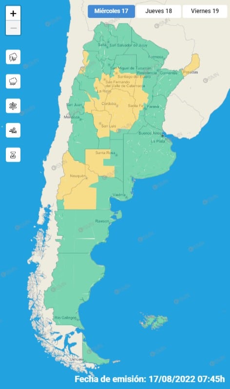 Mapa de alertas del SNM