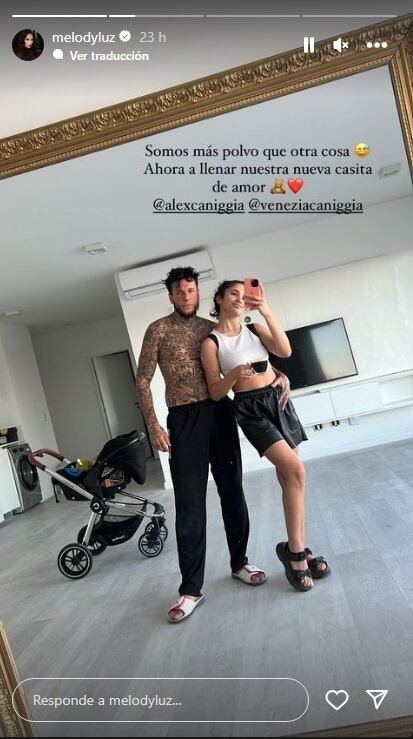 Alex Caniggia, Melody Luz y su hija Venezia se mudaron a su nuevo hogar. (Instagram Melody Luz)