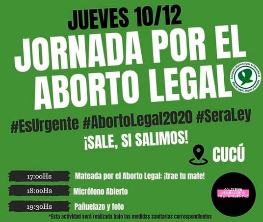 Convocatoria por la legalización del aborto en Carlos Paz