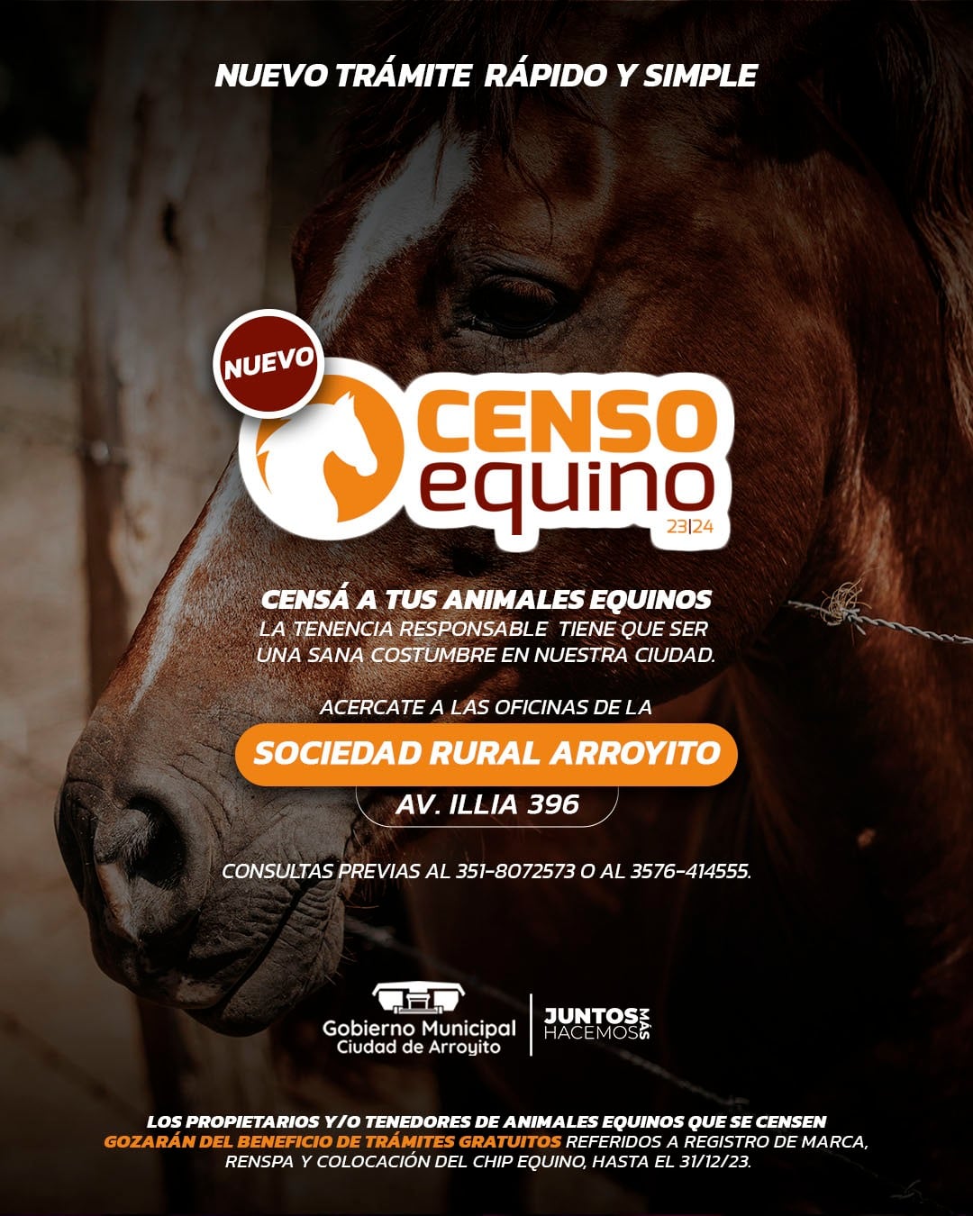 Censo Equino 2023 en Arroyito