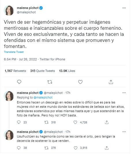 Malena Pichot disparó contra las influencers y Wanda Nara en especial