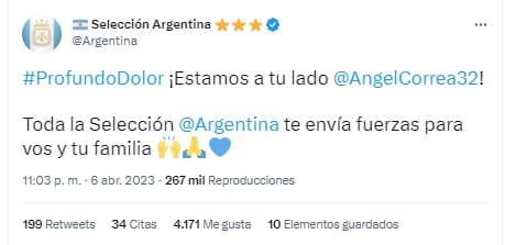 Los clubes enviaron sus condolencias