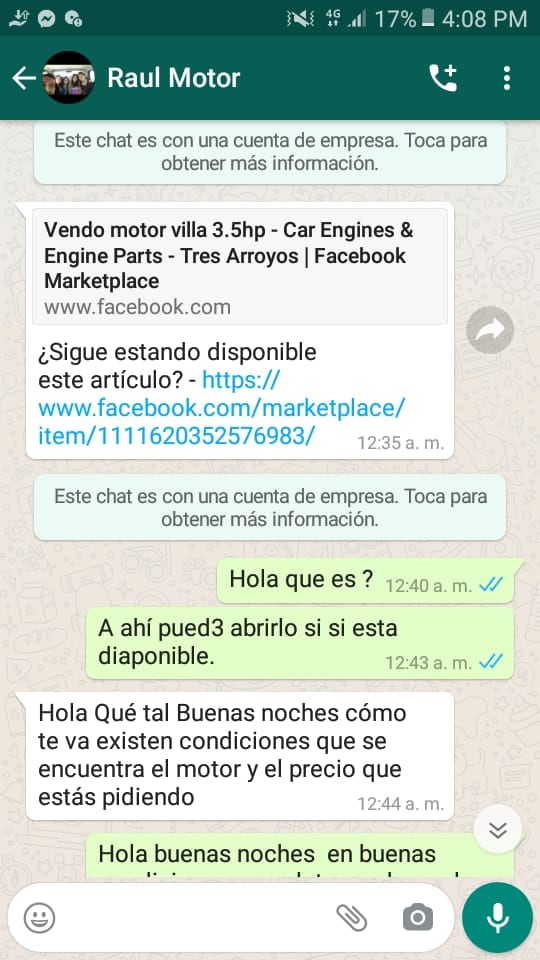 Estafa bancaria dialogo Whatsaap