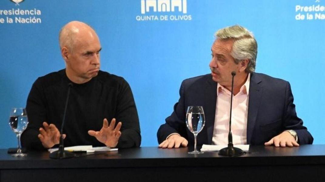 Alberto Fernández junto a Horacio Rodríguez Larreta. (Presidencia)