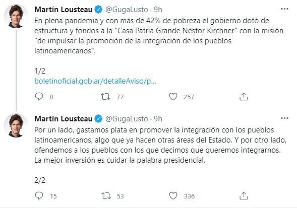 Tweet Martín Lousteau