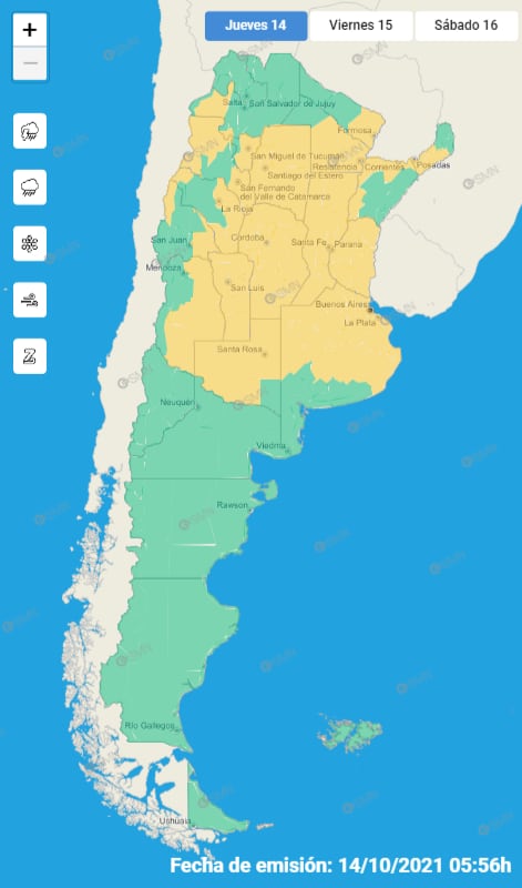 Se esperan ráfagas de viento que podrían alcanzar los 80 km/h para la tarde del jueves en Córdoba y otras provincias.