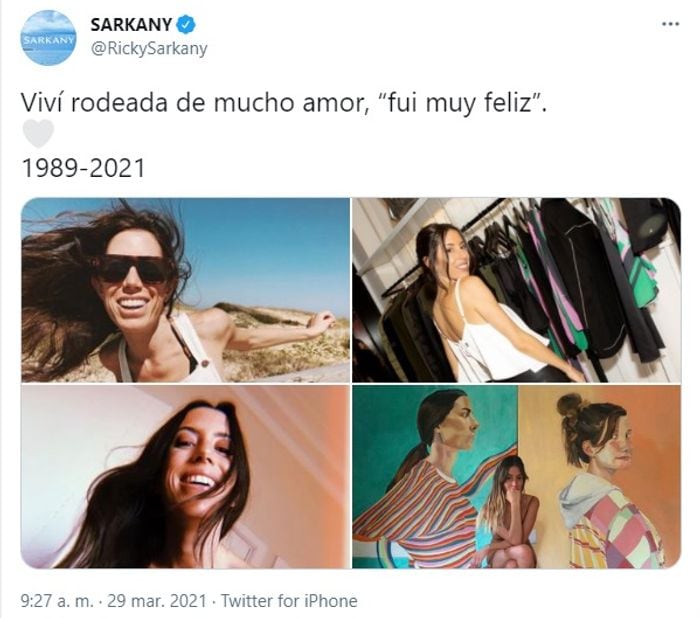 La publicación de Ricky Sarkany en redes sociales.