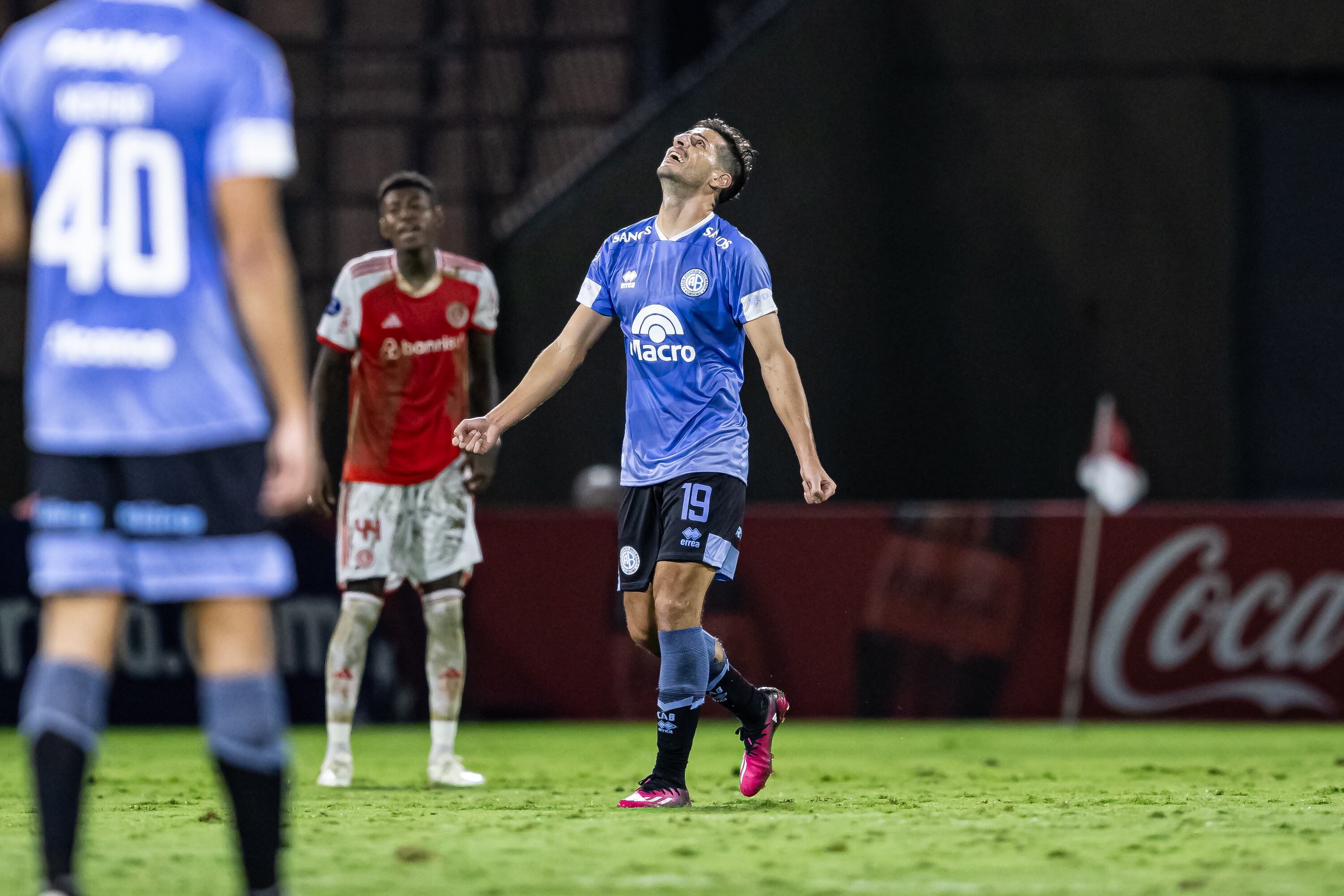 Pablo Chavarría y el desahogo por sus primeros goles en esta vuelta a Belgrano. (Belgrano).