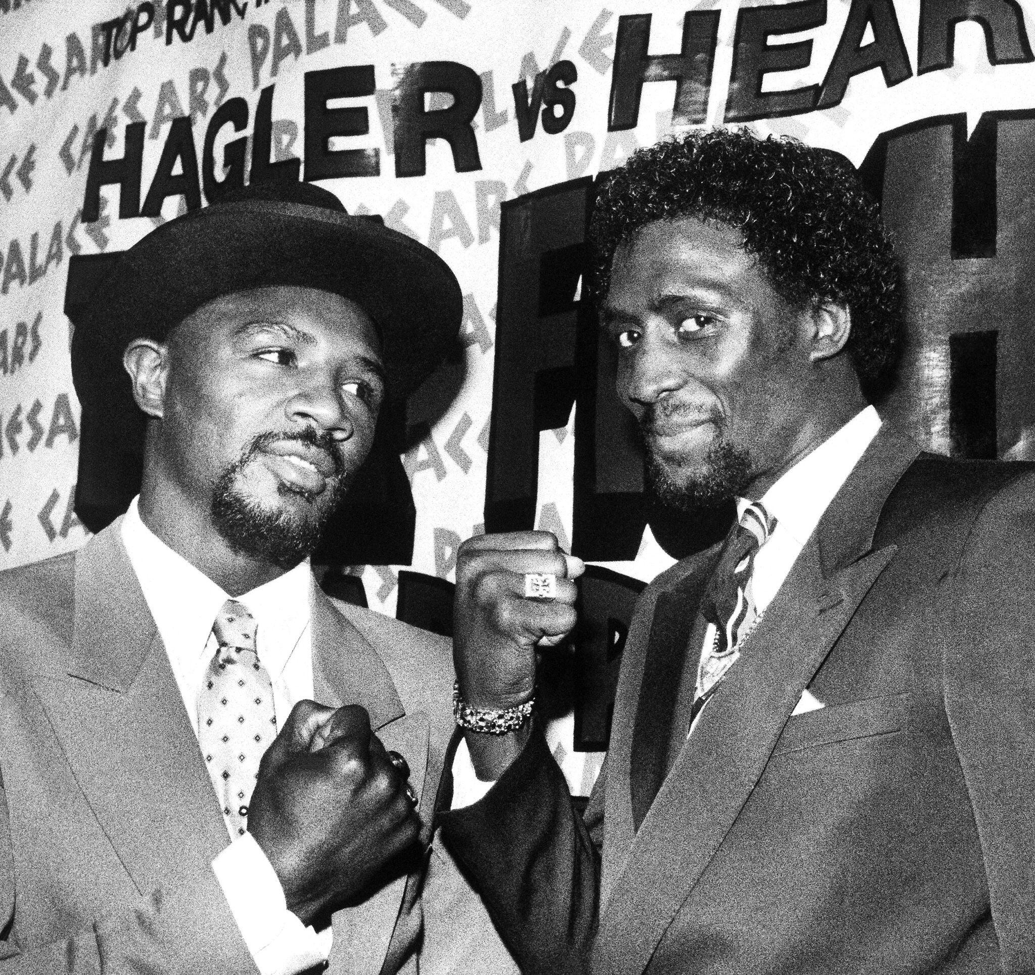 El campeón Hagler y el retador Tommy Hearns protagonizaron la pelea del año.