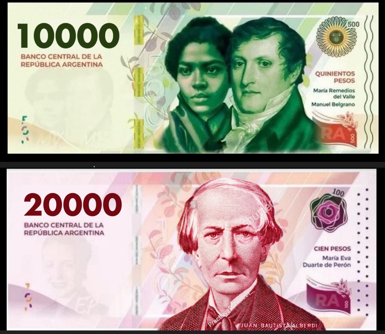 María Remedios del Valle, Manuel Belgrano y Juan Bautista Alberdi son los próceres de los nuevos billetes.