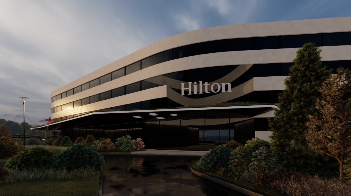 Render de la fachada del futuro Hilton Hotel Ushuaia.