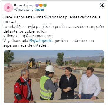 La sanrafaelina Jimena Latorre,  Diputada Nacional UCR, también le respondió a Katopodis.