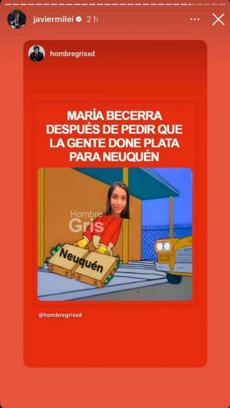 La historia que publicó Milei contra la cantante.