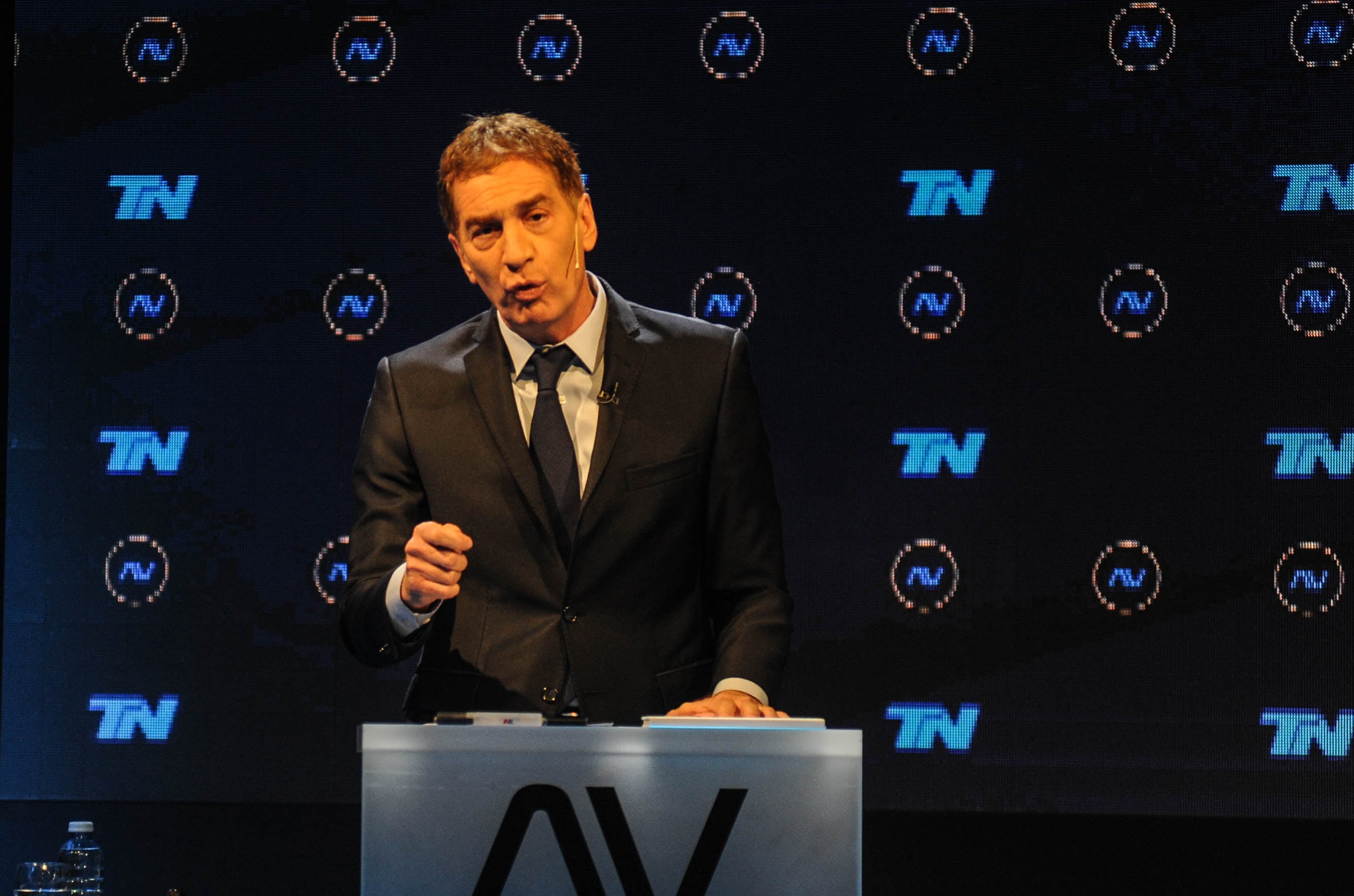 Diego Santilli este miércoles en el debate en TN de candidatos de diputados en la provincia de Buenos Aires. Foto Federico Lopez Claro