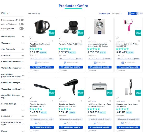 Productos disponibles con descuentos en la página oficial de On City.