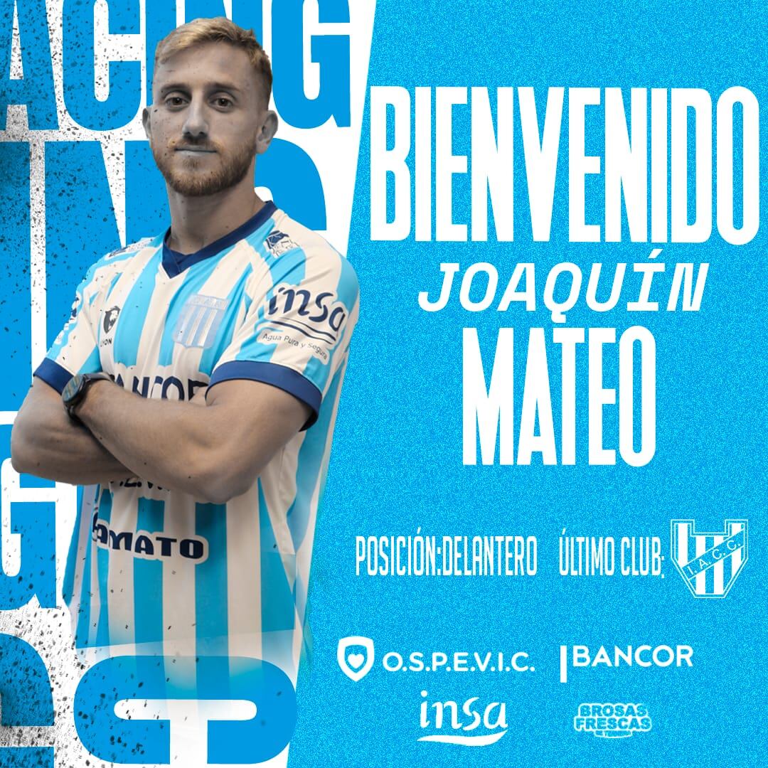 Joaquín Mateo, ex Instituto, es nuevo jugador de Racing de Nueva Italia