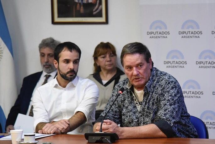 El diputado Martín Maquieyra y Ramón Dupuy en el Congreso por la Ley Lucio.