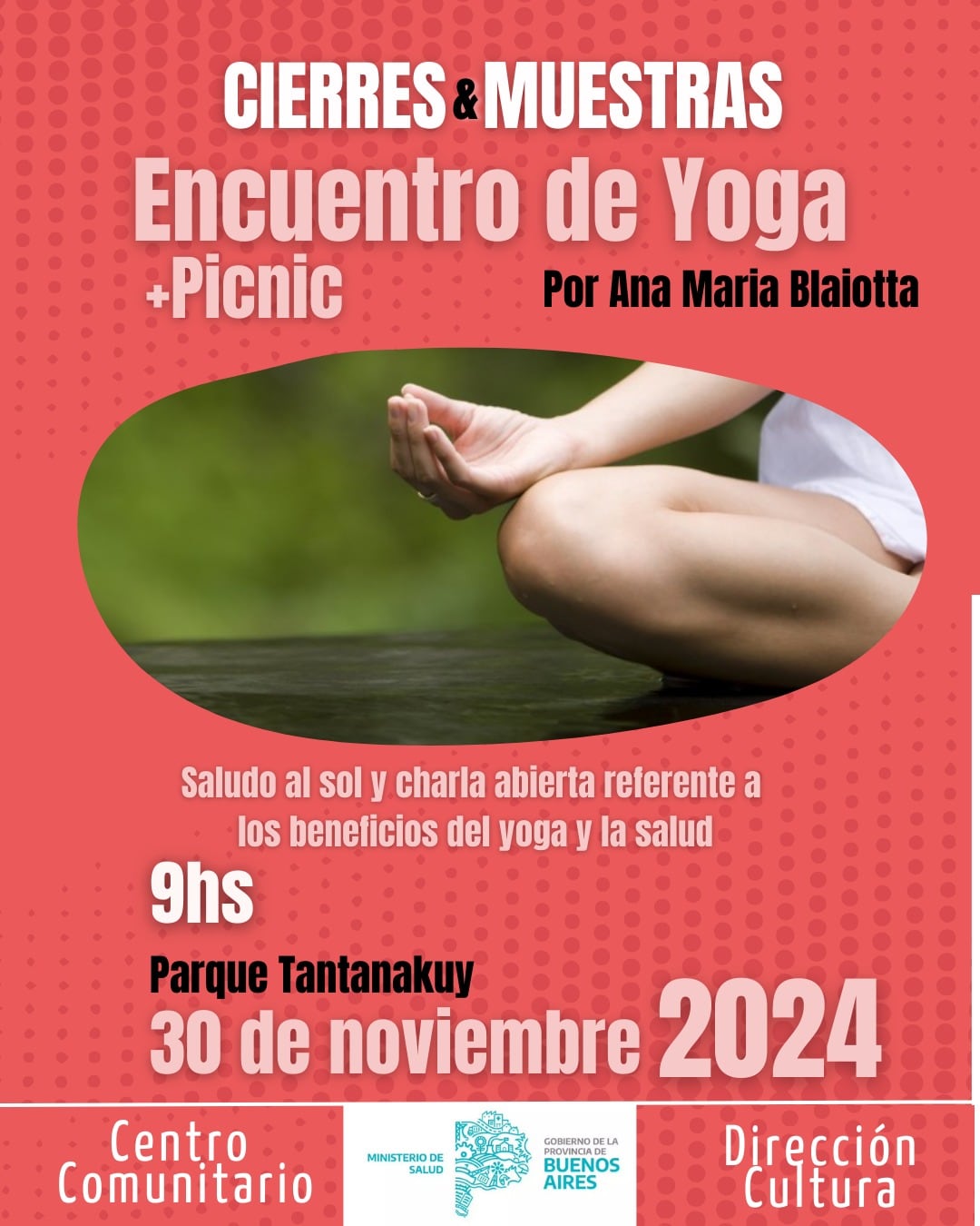 Gonzales Chaves: Encuentro de talleres de yoga y picnic en el Parque Tantanakuy