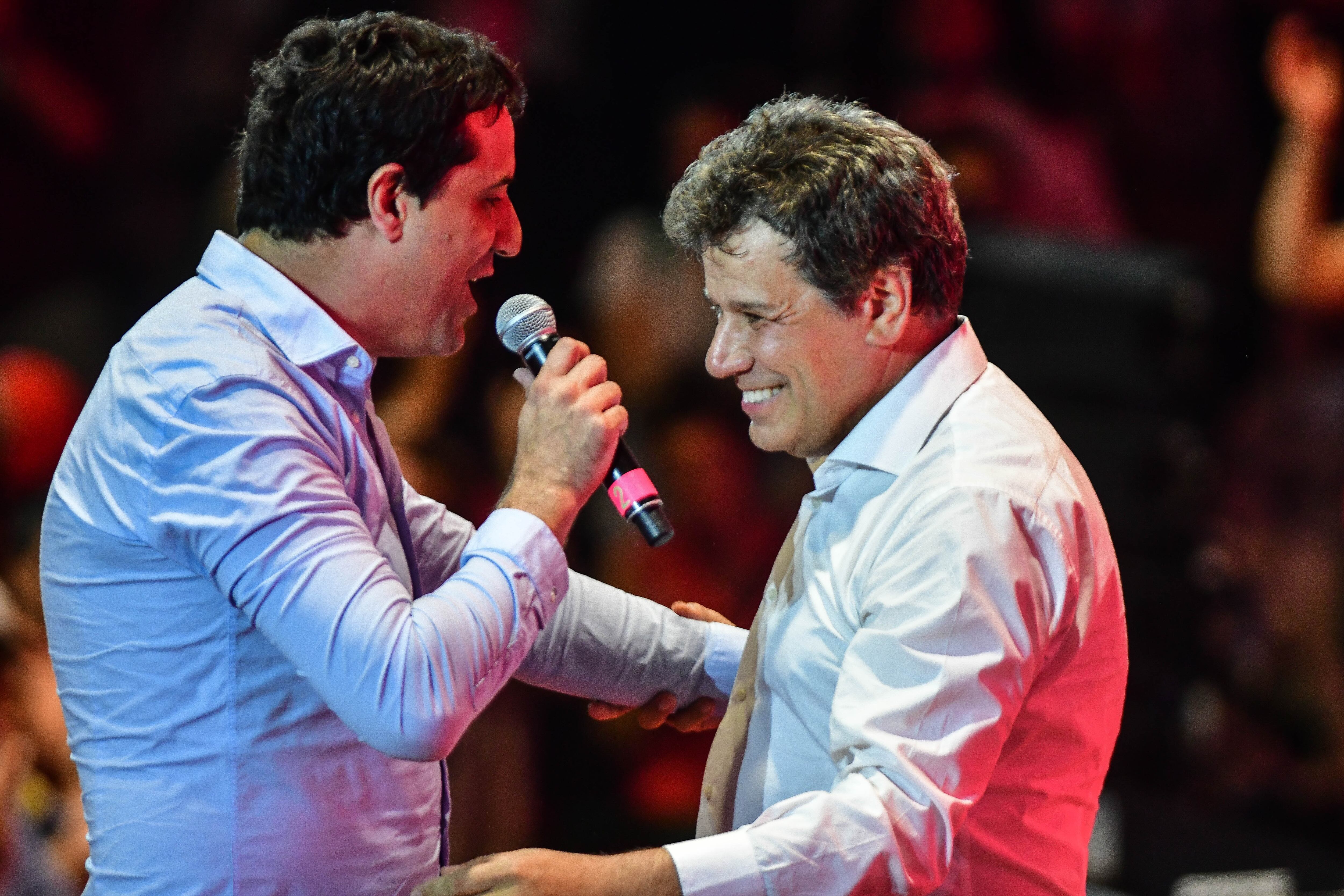 Maximiliano Abad y Facundo Manes en el acto Ferro del partido Radical de Buenos Aires Foto Federico Lopez Claro