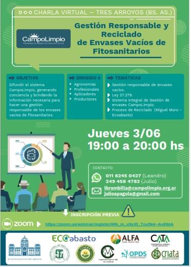 Charla virtual sobre Gestión responsable de Envases vacíos de Fitosanitarios