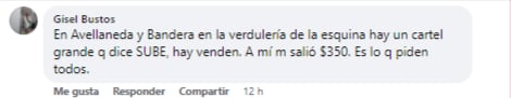 Comentario publicación.