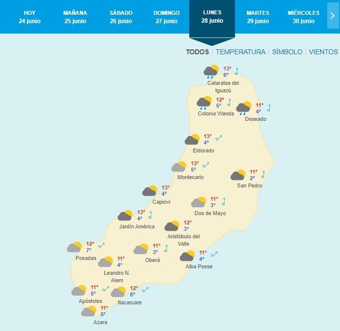 La semana comenzará con temperaturas que no superarán los 15°C.