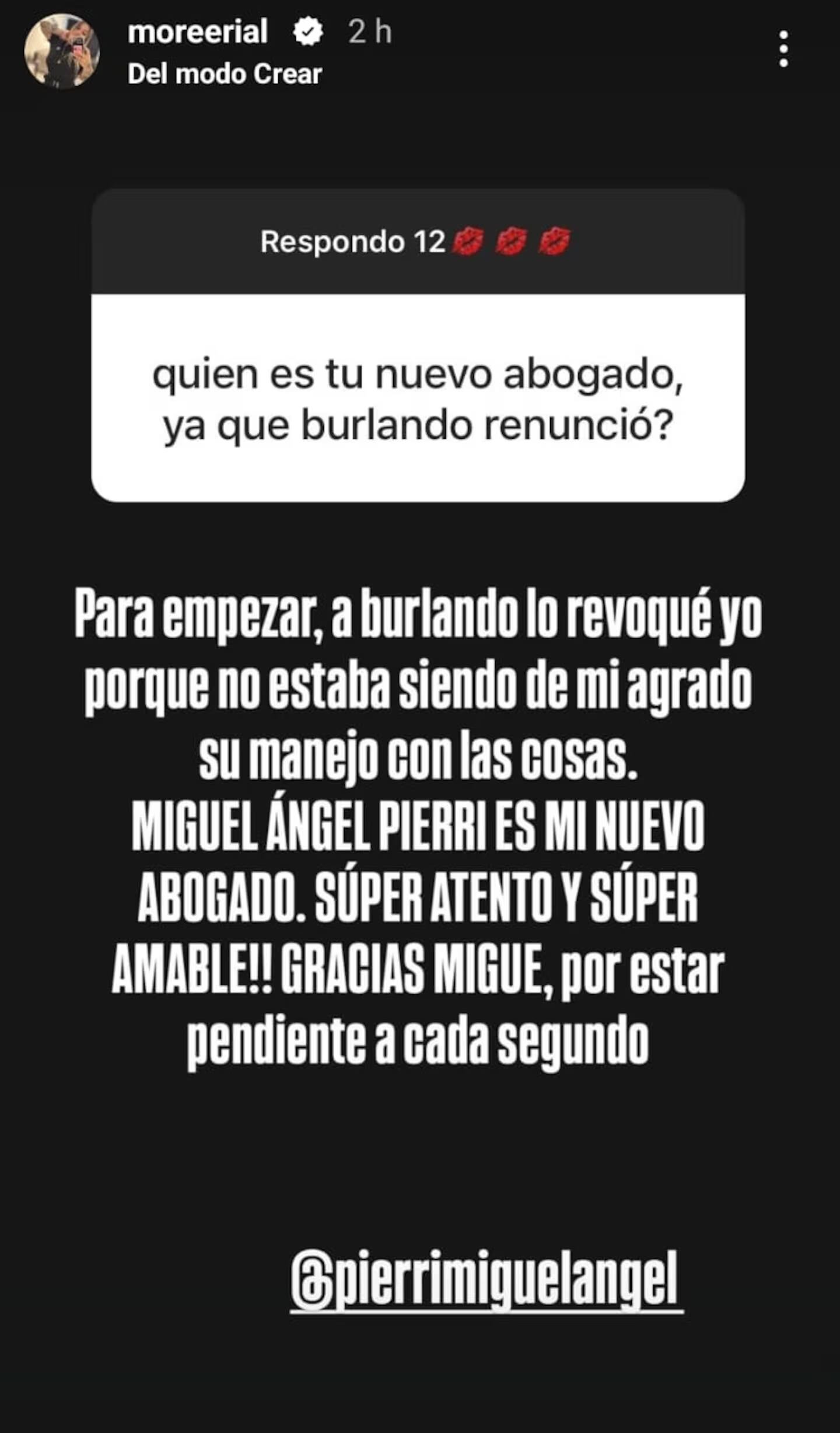 Morena Rial reveló por qué Fernando Burlando dejó de ser su abogado