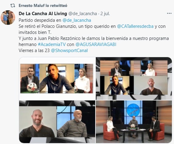 El Polaco recibió el saludo de varios ex compañeros, como Federico Crivelli y Juan Pablo Rezzónico.