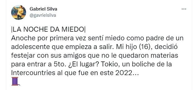 El relato de Gabriel SIlva en redes sociales.