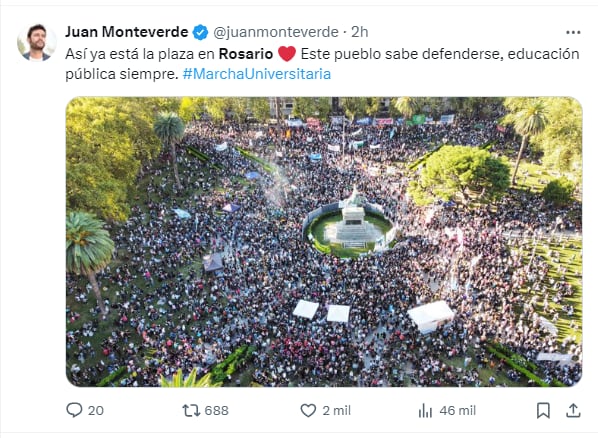 La política se pronunció sobre la marcha federal universitaria en Rosario.