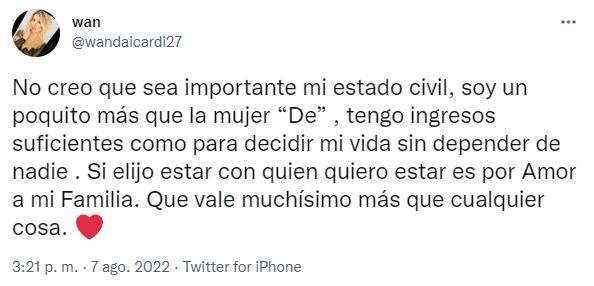 El contundente mensaje de Wanda Nara tras reconciliarse con Mauro Icardi.