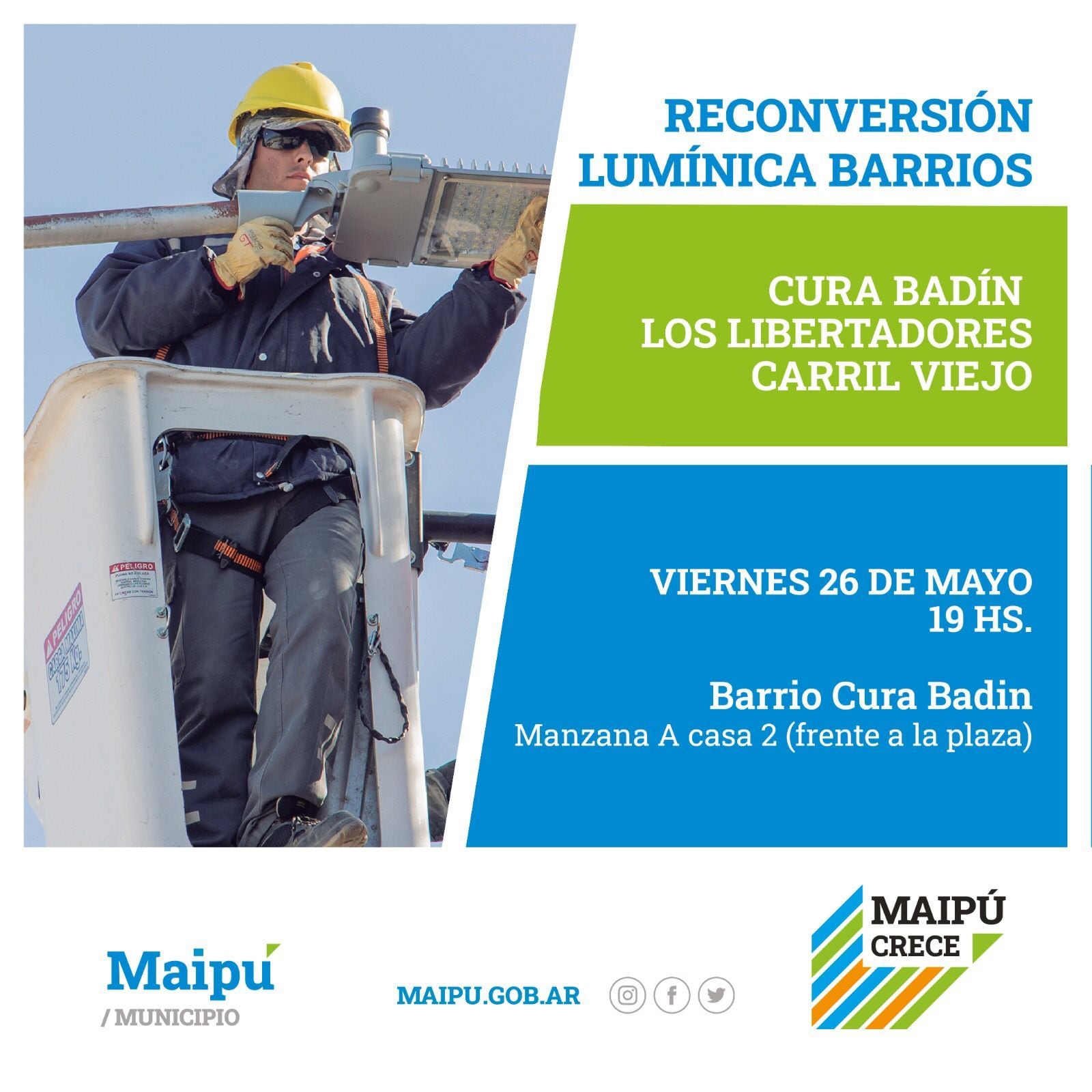 Maipú continúa con su reconversión lumínica led