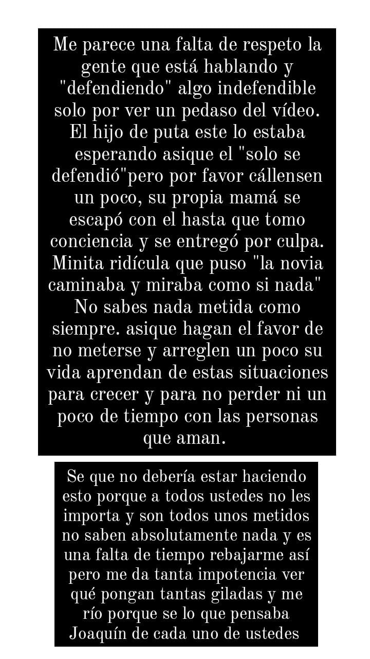 La joven salió a responderle a quienes "defienden" al agresor.