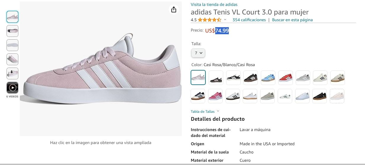 Esto es lo que cuestan las zapatillas para mujer Adidas en Miami.