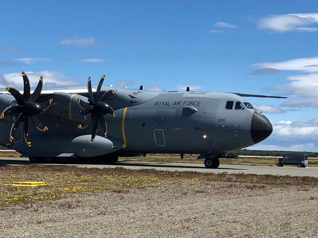 Avión A400M  de la Fuerza Aérea Real. Este avión tiene asiento en el Complejo Militar de Monte Agradable.