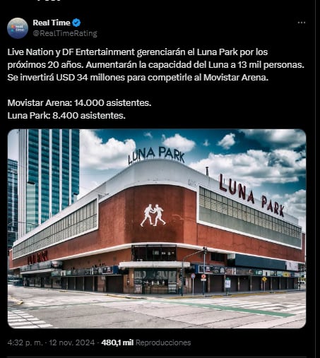 El Luna Park cambió de dueño y competirá con el Movistar Arena