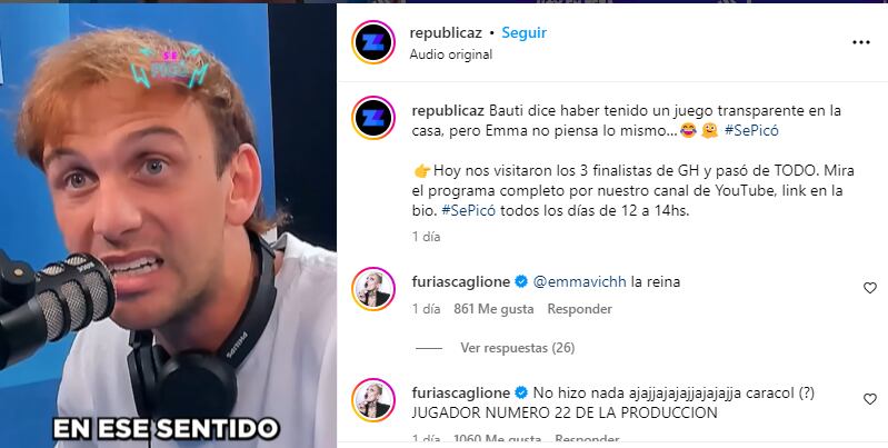 El picante comentario de Furia para Bautista de Gran Hermano 2024