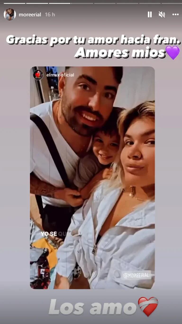 More Rial junto a su novio Maximiliano y su hijo Fran.