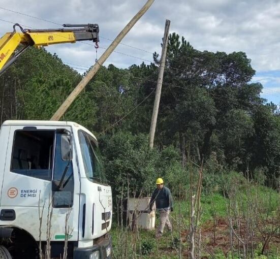 Comandante Andresito: continúan ejecutando obras de mejoramiento en el tendido eléctrico.