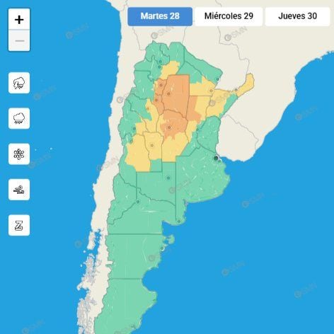 Rige alerta naranja por tormentas en Córdoba.