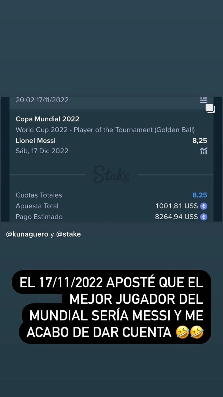 La apuesta del Kun Agüero en favor de Lionel Messi.