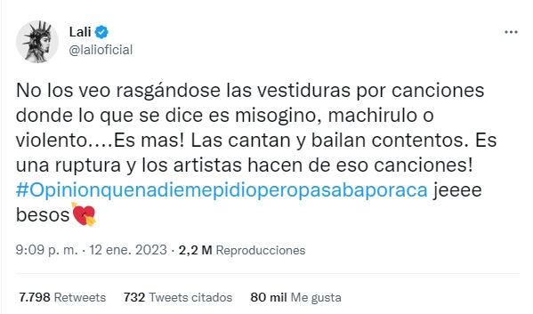 Lali apoyó a Shakira