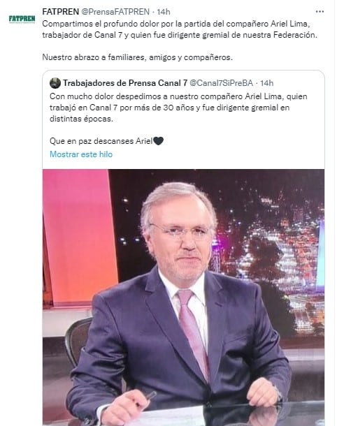 El periodista Ariel Lima Feijoo falleció en la redacción del noticiero de la TV Pública.