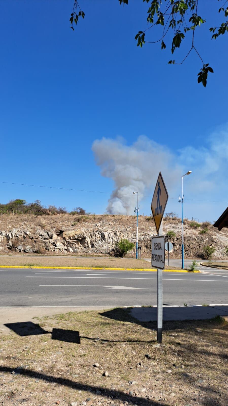 Un frente de fuego se desata en el ingreso a Villa Los Aromos.