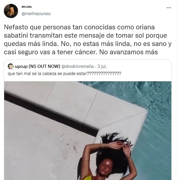 Las reacciones por la foto en bikini de Oriana Sabatini