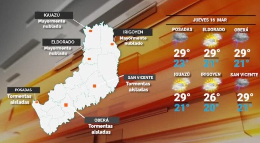 Jueves con continuidad de lluvias e inestabilidad en Misiones.